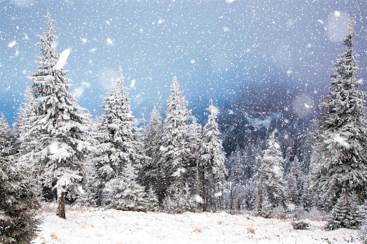 Snowfall Winter Pine Forest Photography Backdrop UK BRP9-230