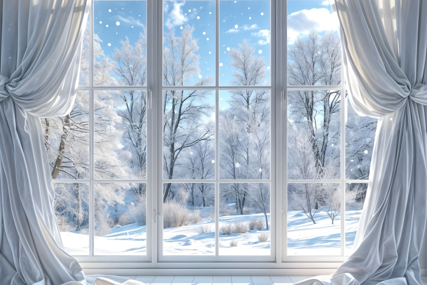 Clear Winter Day Through Glass Window Backdrop UK BRP9-232