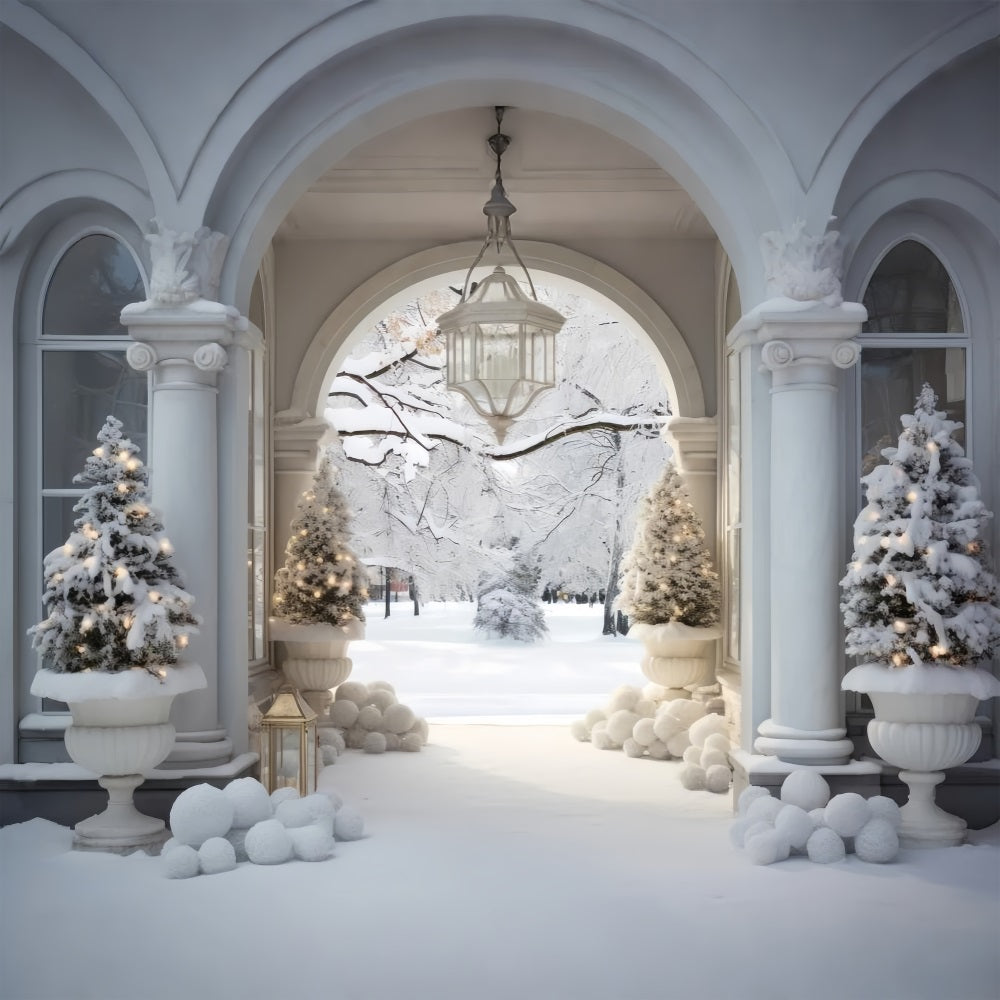 Winter Wonderland Courtyard Marble Arch Backdrop UK BRP9-235