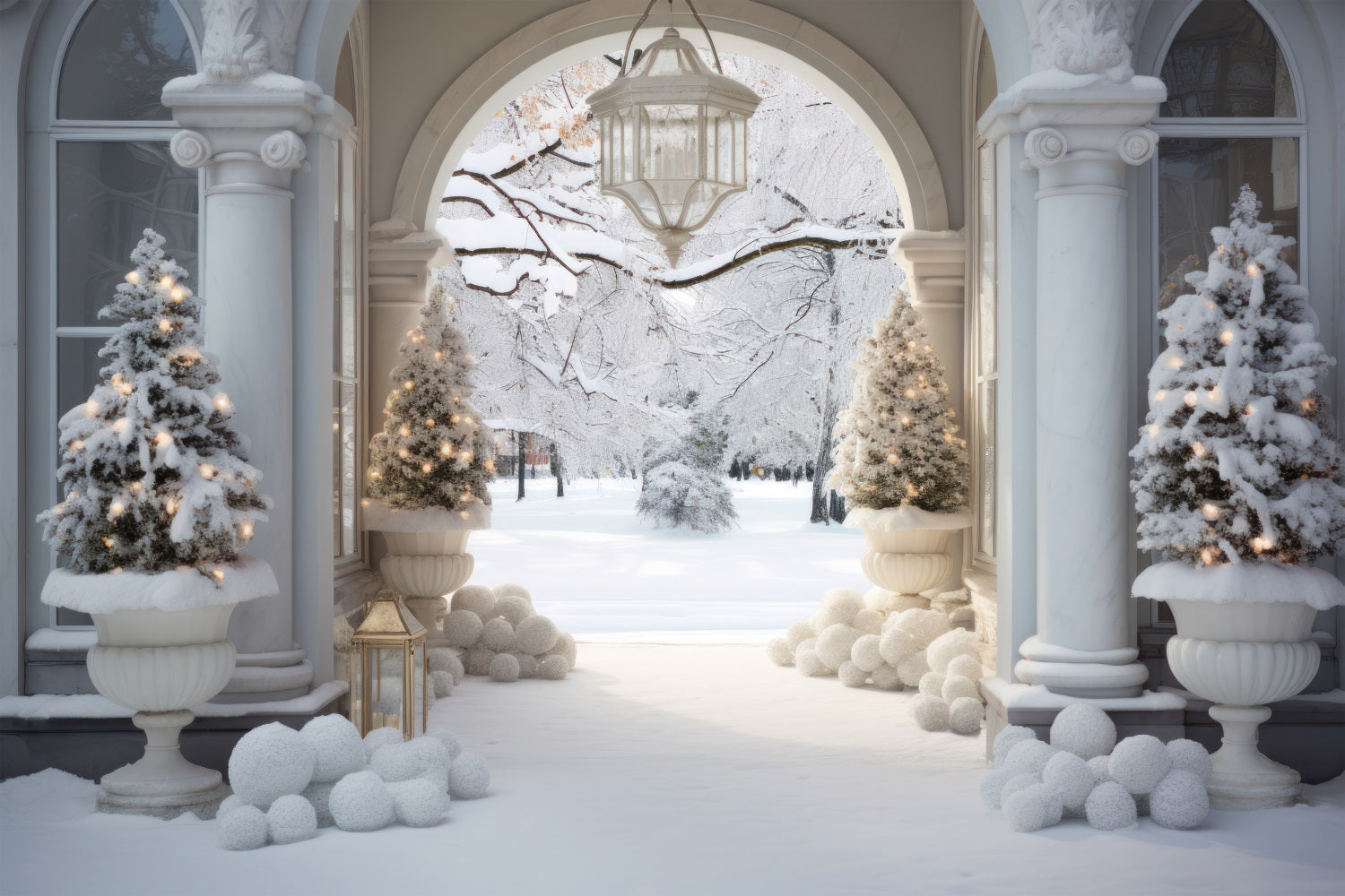 Winter Wonderland Courtyard Marble Arch Backdrop UK BRP9-235