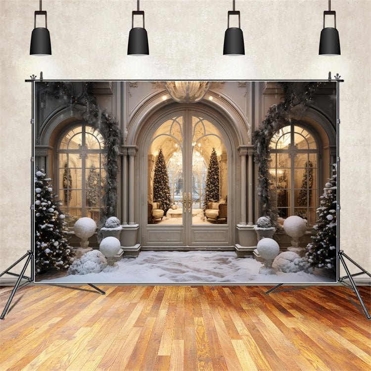 Luxurious Christmas Winter Snowy Entrance Backdrop UK BRP9-237