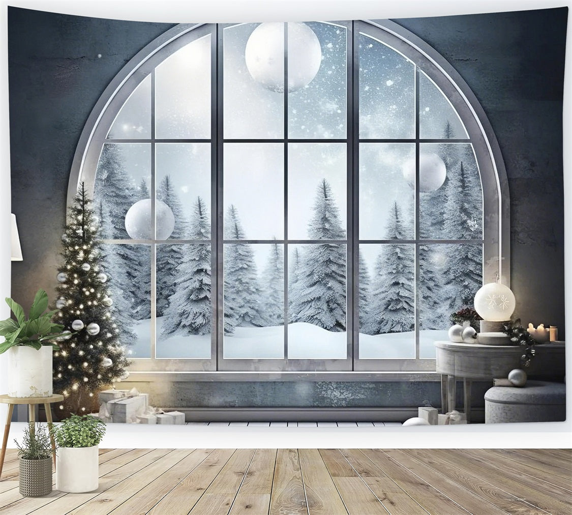 Winter Wonderland Grand Arched Window Backdrop UK BRP9-240