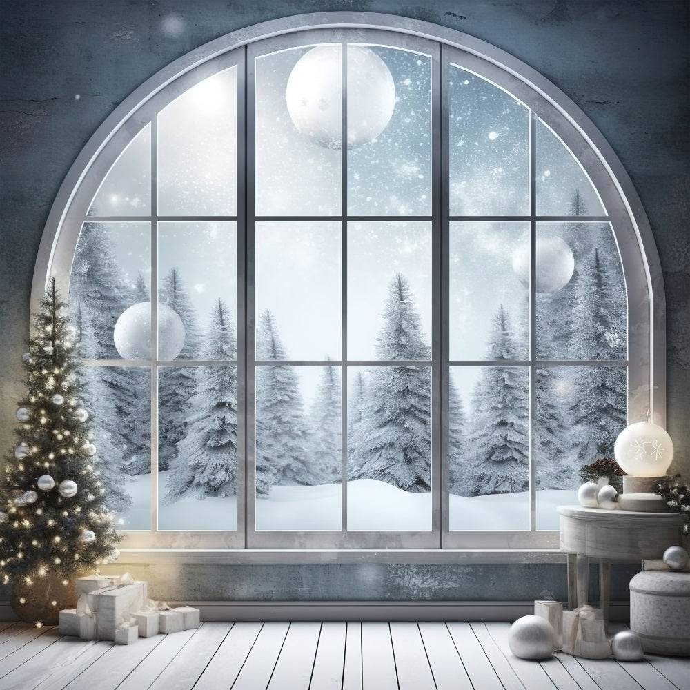 Winter Wonderland Grand Arched Window Backdrop UK BRP9-240