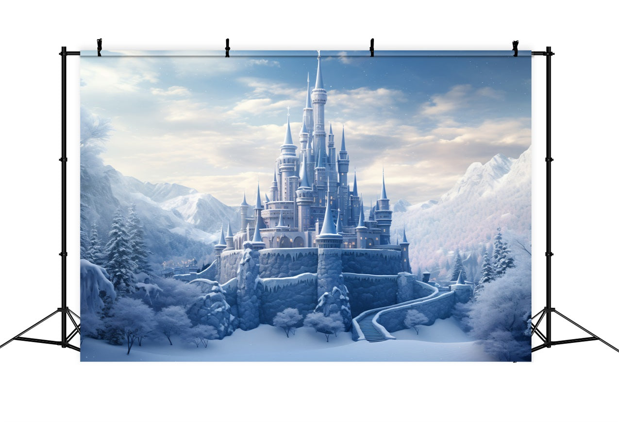 Winter Dreamy Castle Icy Landscapes Backdrop UK BRP9-242