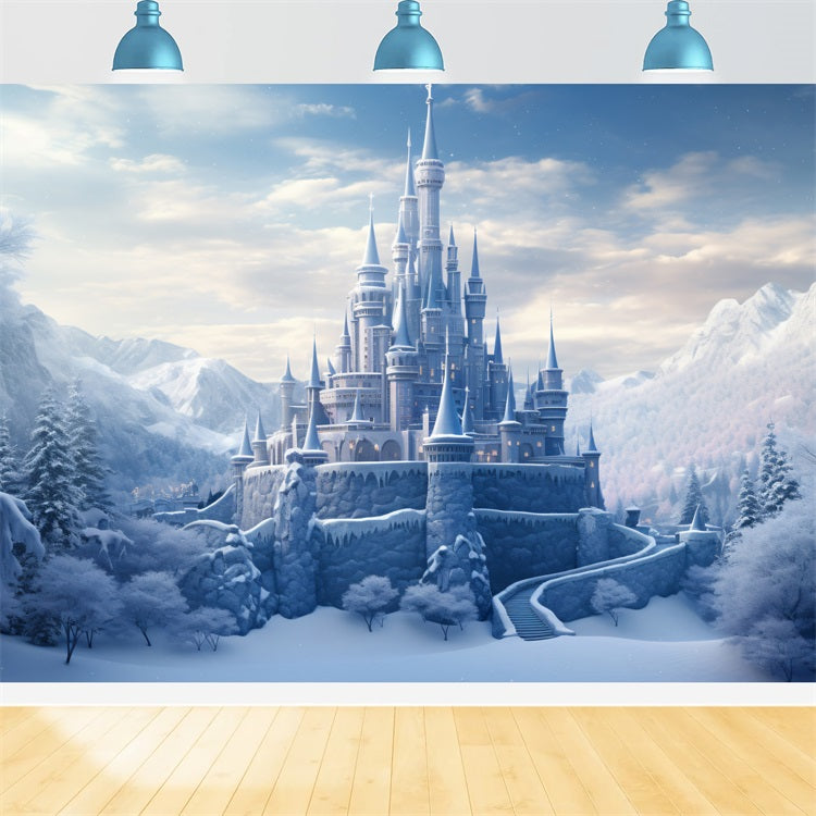 Winter Dreamy Castle Icy Landscapes Backdrop UK BRP9-242