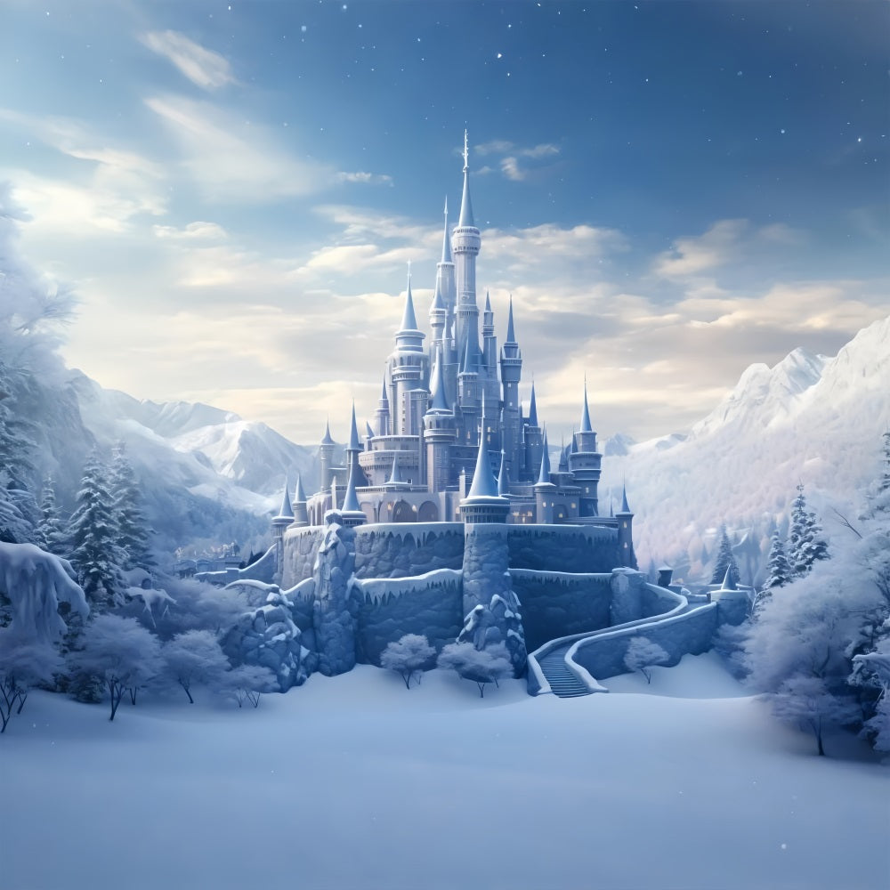 Winter Dreamy Castle Icy Landscapes Backdrop UK BRP9-242