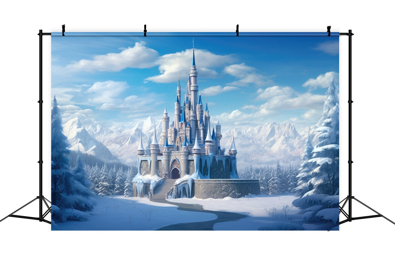 Royal Winter Fortress Icy Mountain Backdrop UK BRP9-245