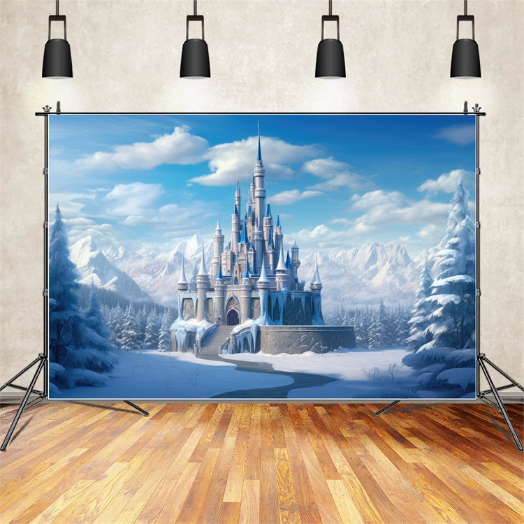 Royal Winter Fortress Icy Mountain Backdrop UK BRP9-245