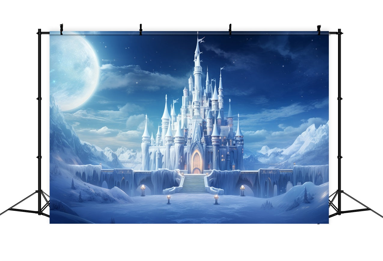 Winter Kingdom Castle Under Starry Sky Backdrop UK BRP9-246