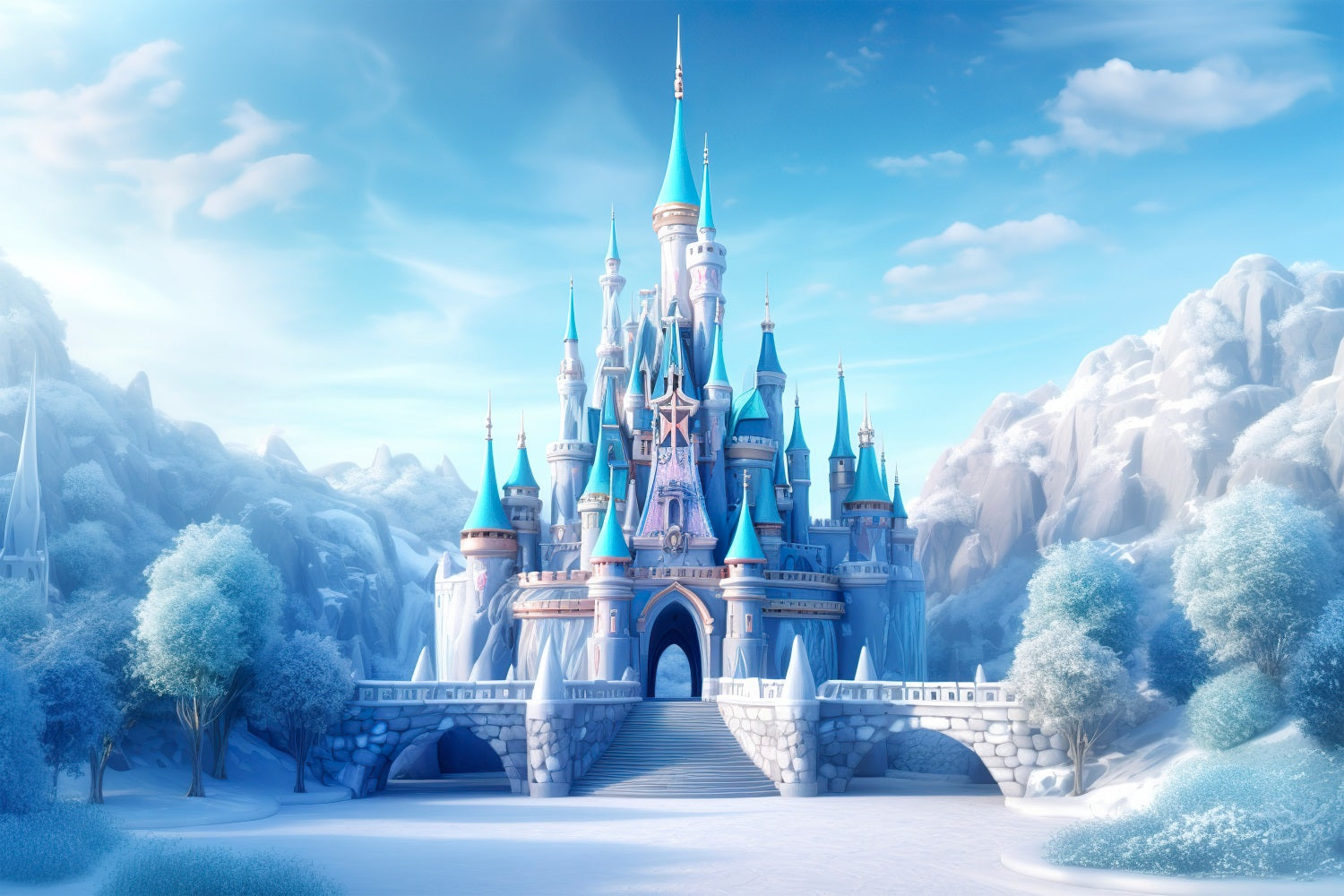 Fairytale Castle Winter Wonderland Setting Backdrop UK BRP9-248