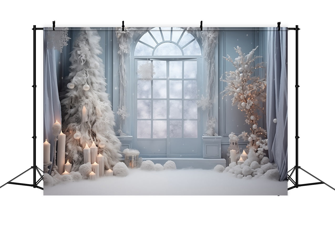 Frosty Window Scene Candles Winter Backdrop UK BRP9-254