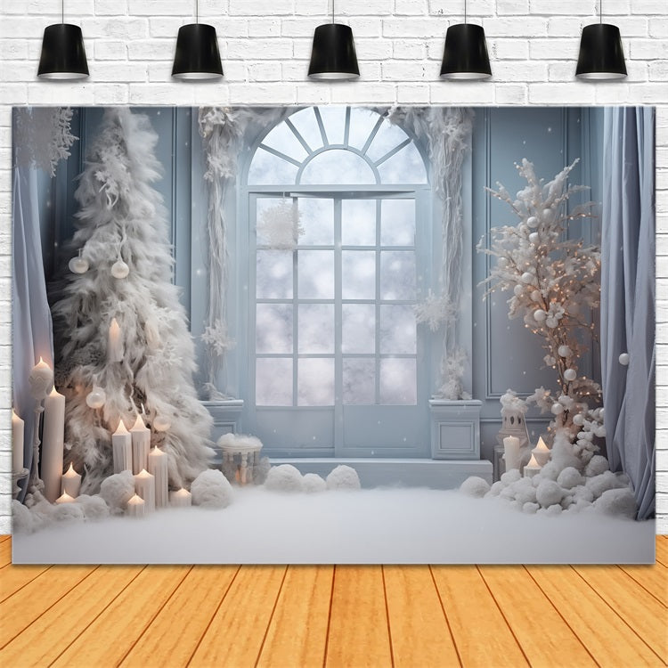 Frosty Window Scene Candles Winter Backdrop UK BRP9-254