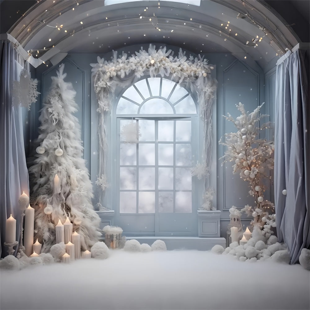 Frosty Window Scene Candles Winter Backdrop UK BRP9-254