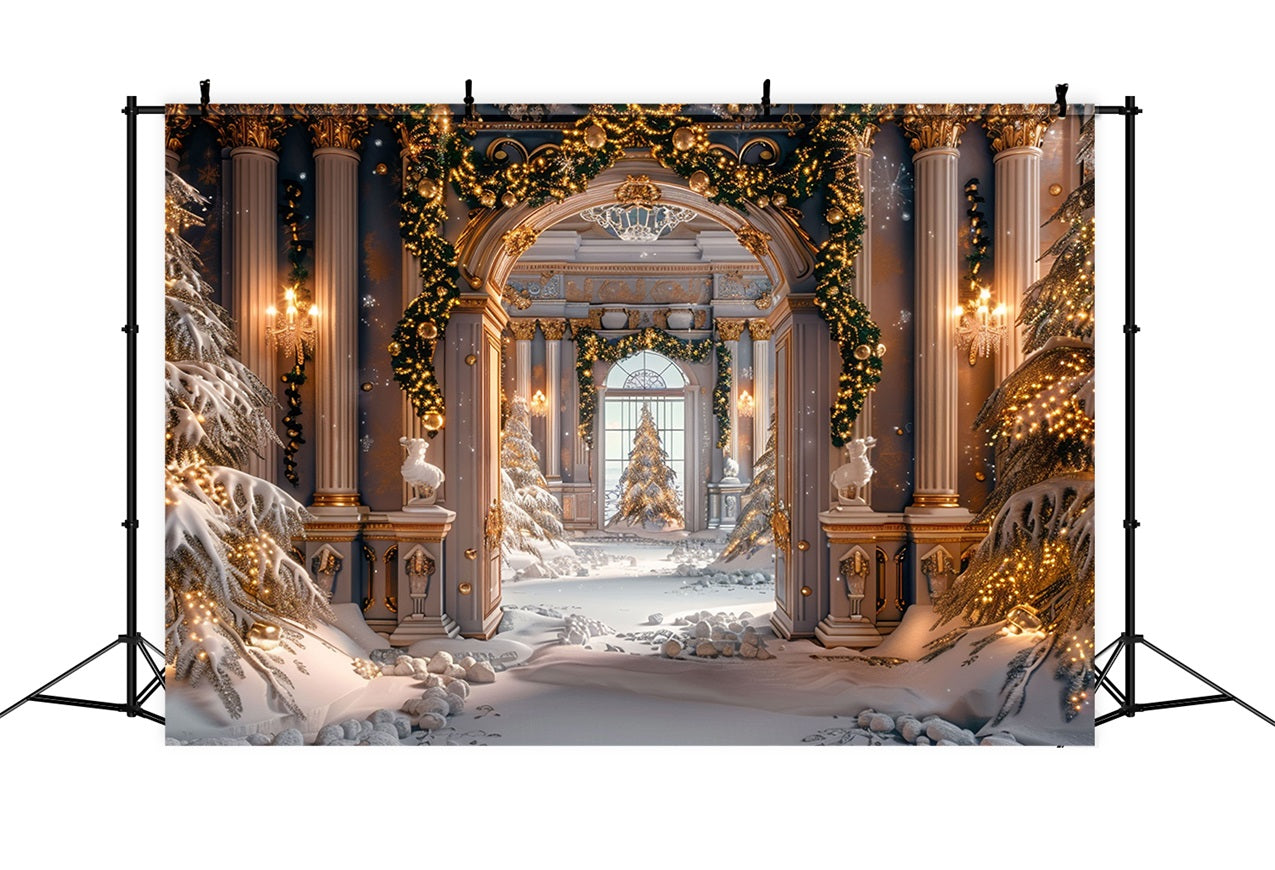 Luxurious Golden Winter Archway Wonderland Backdrop UK BRP9-255