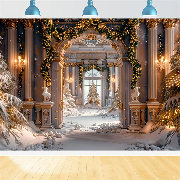 Luxurious Golden Winter Archway Wonderland Backdrop UK BRP9-255