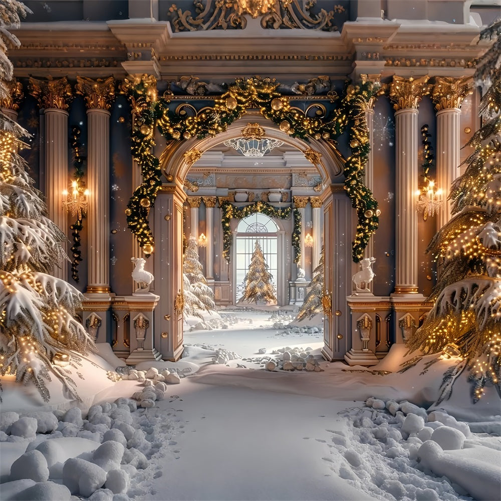 Luxurious Golden Winter Archway Wonderland Backdrop UK BRP9-255