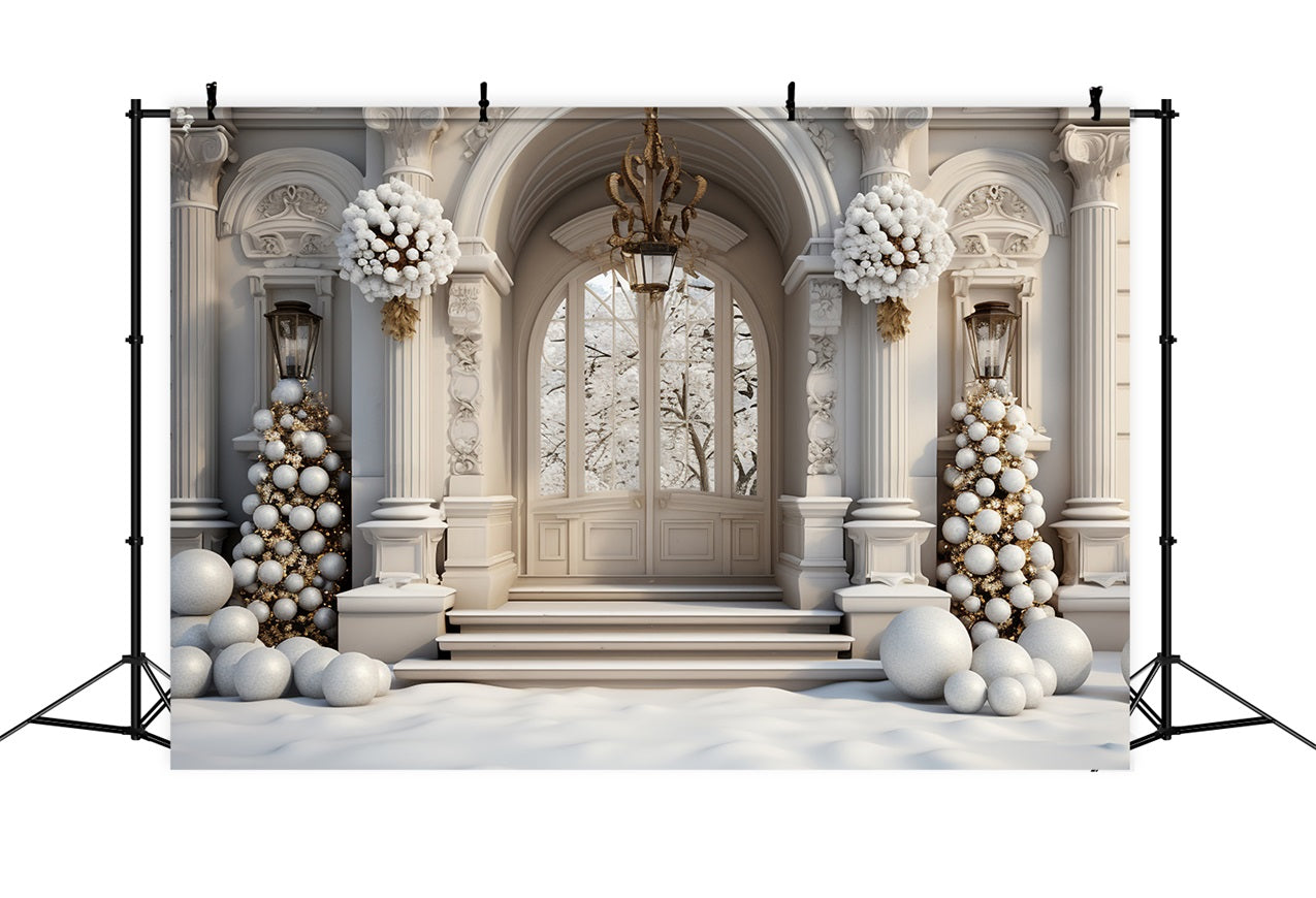 Winter Palace Entrance Ornate Christmas Balls Backdrop UK BRP9-264