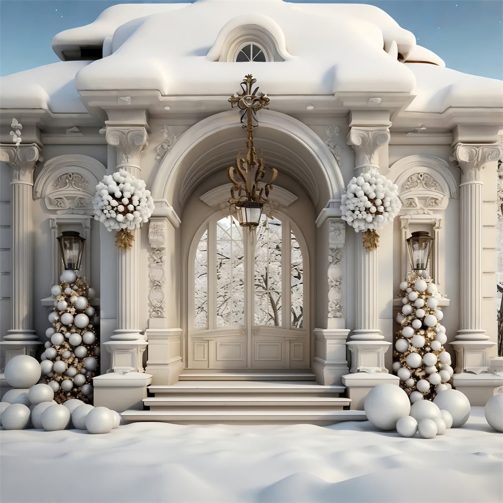 Winter Palace Entrance Ornate Christmas Balls Backdrop UK BRP9-264