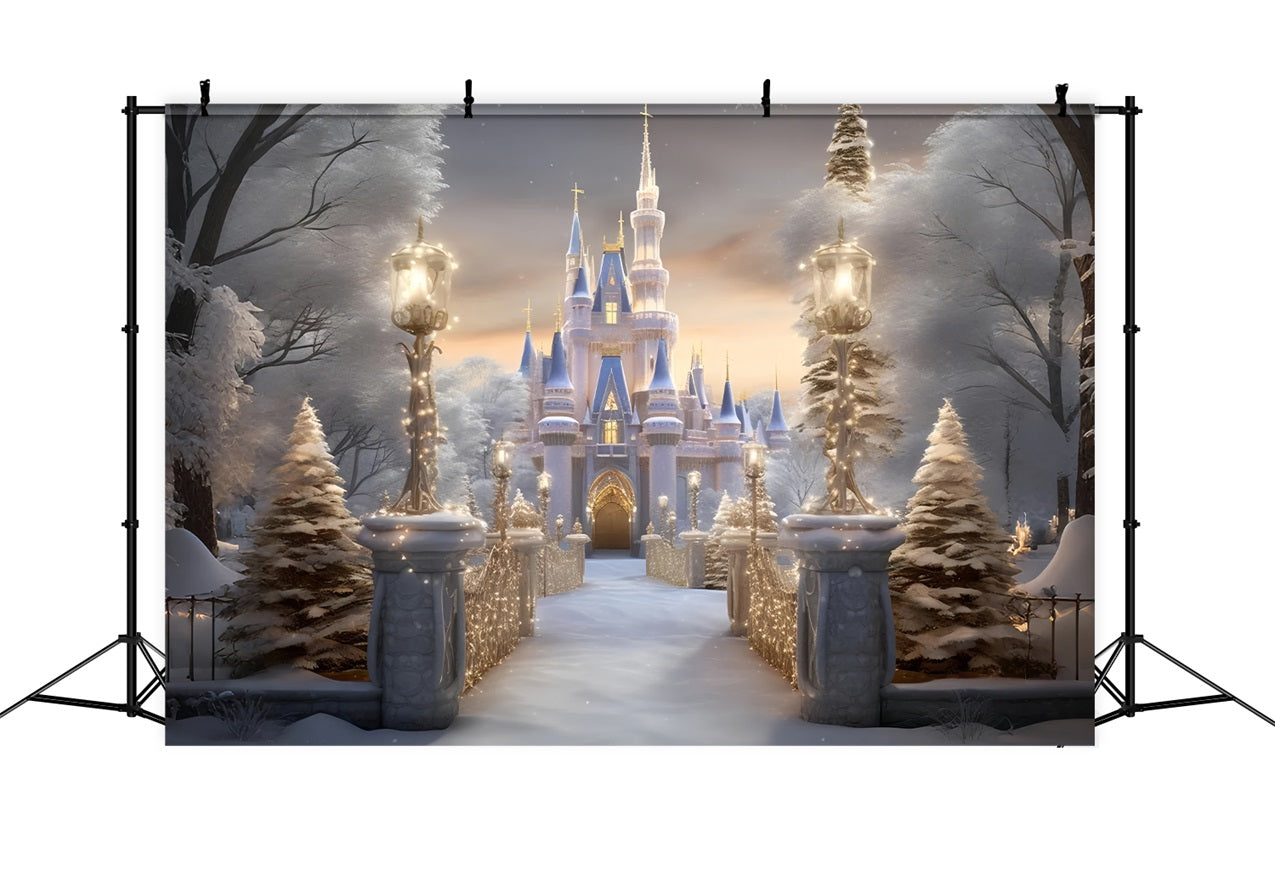 Winter Royal Castle Pathway Snowy Wonderland Backdrop UK BRP9-266