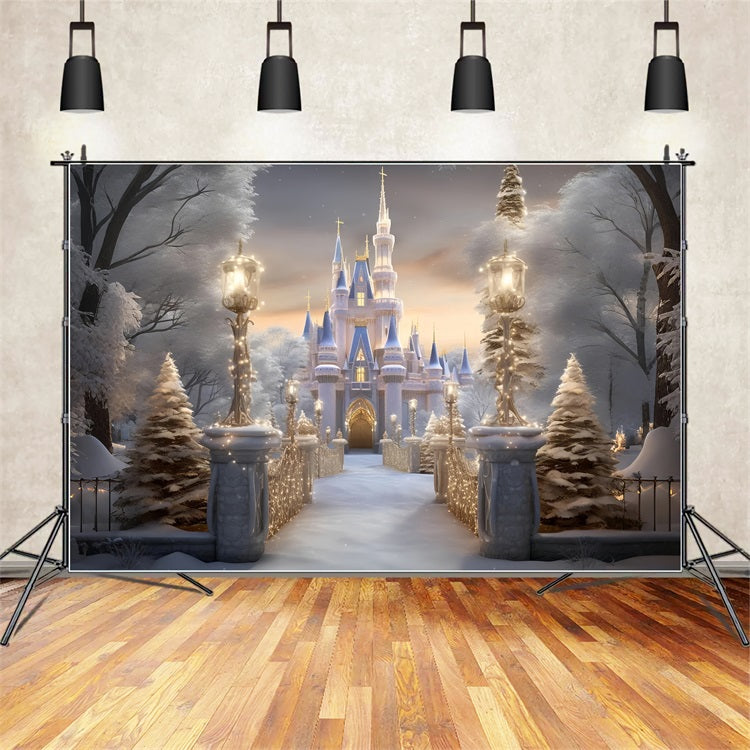 Winter Royal Castle Pathway Snowy Wonderland Backdrop UK BRP9-266