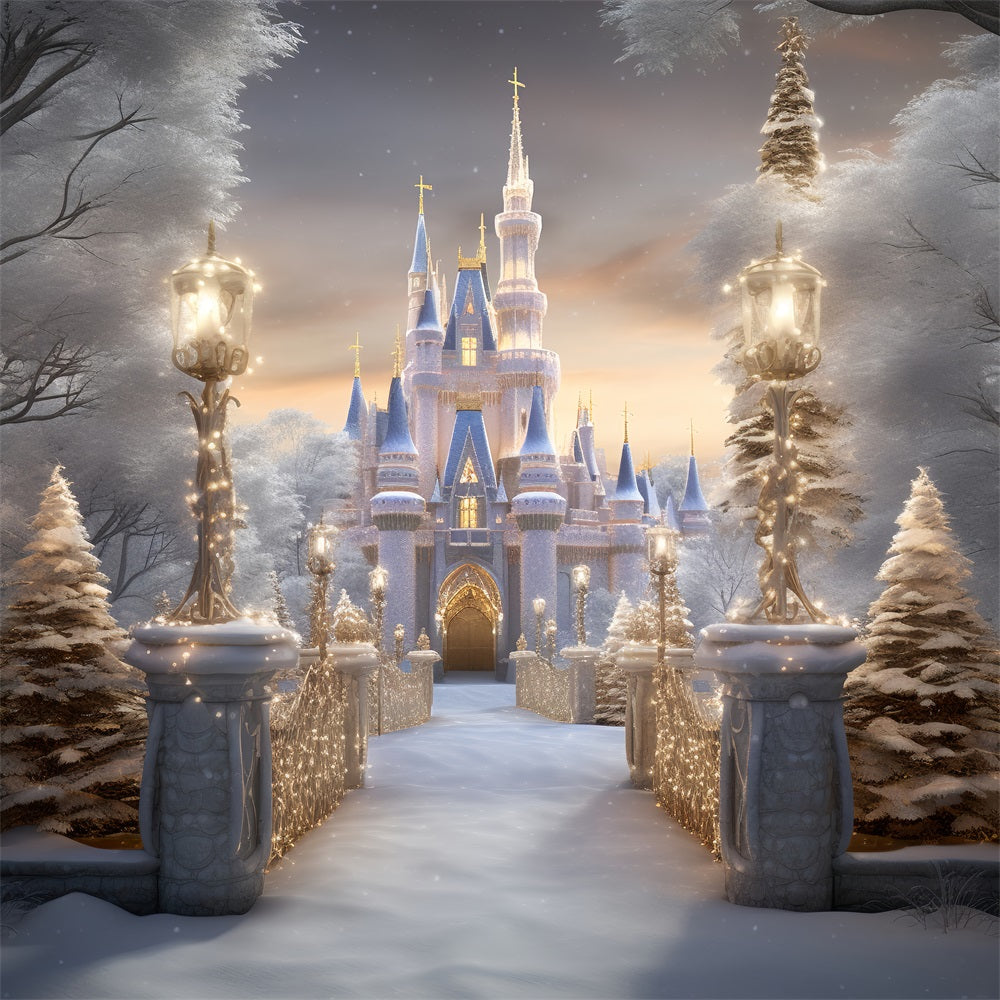 Winter Royal Castle Pathway Snowy Wonderland Backdrop UK BRP9-266