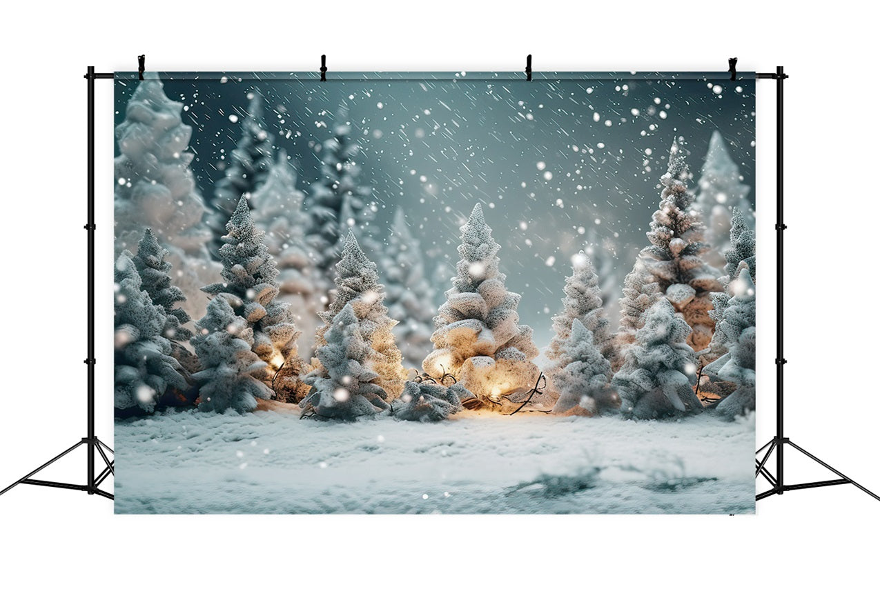 Winter Night Forest Snowflakes Photography Backdrop UK BRP9-268