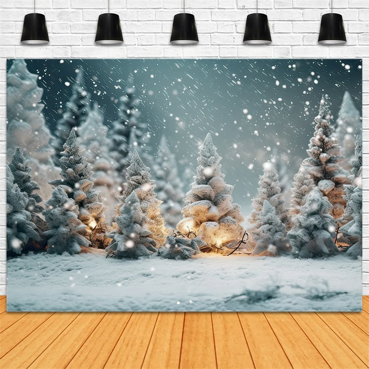 Winter Night Forest Snowflakes Photography Backdrop UK BRP9-268