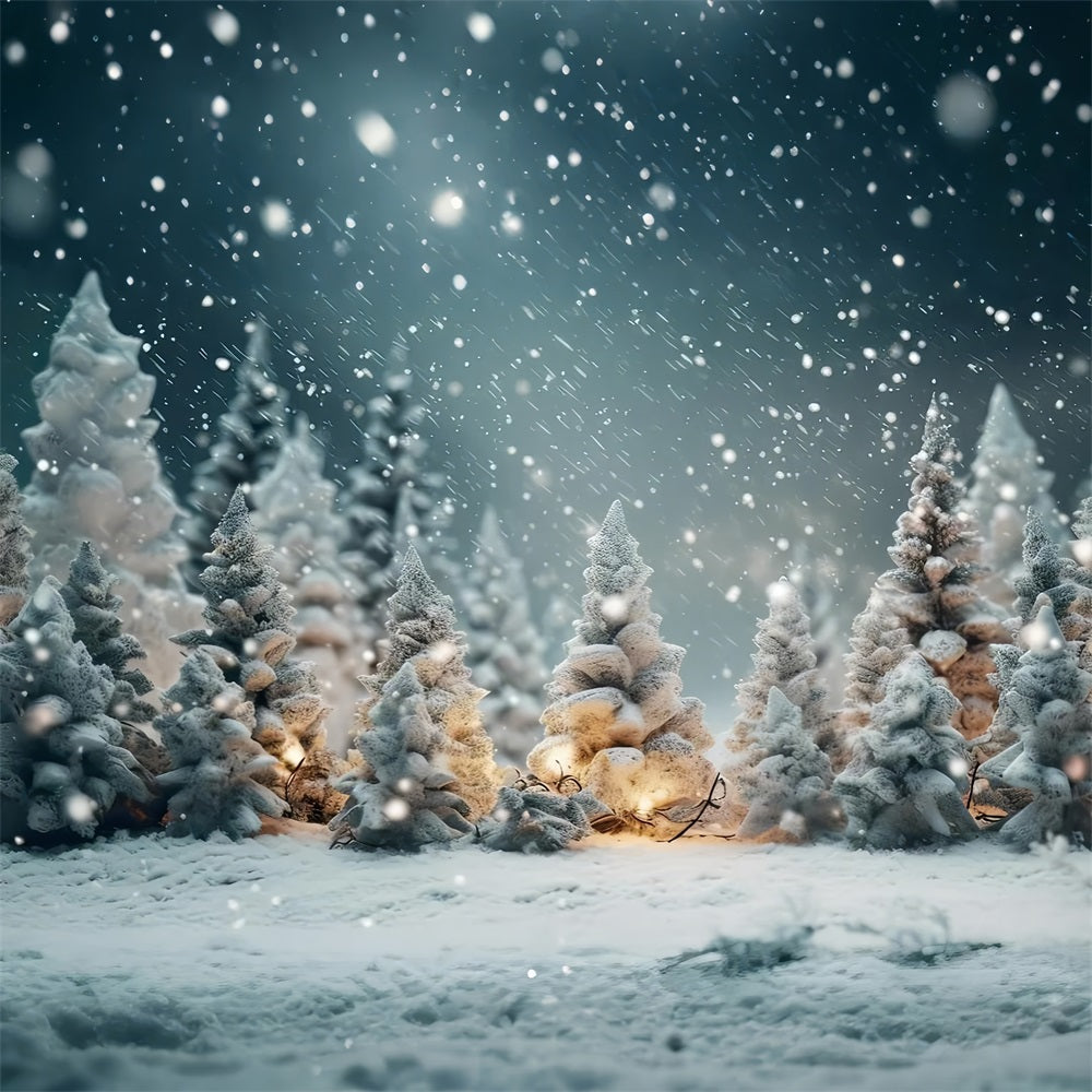 Winter Night Forest Snowflakes Photography Backdrop UK BRP9-268