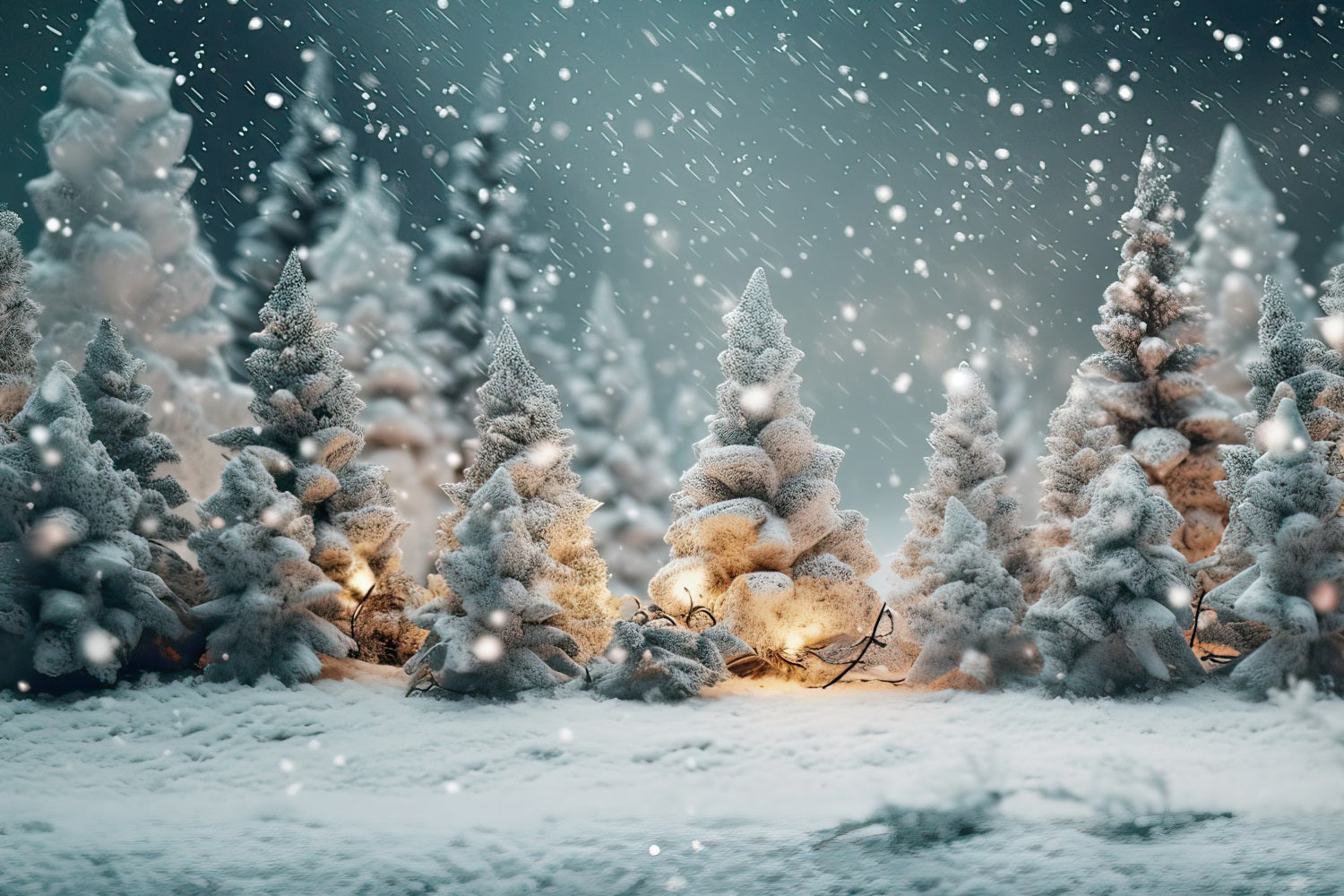 Winter Night Forest Snowflakes Photography Backdrop UK BRP9-268