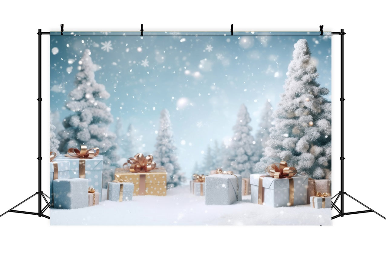 Winter Snowy Trees Holiday Gift Decorations Backdrop UK BRP9-269