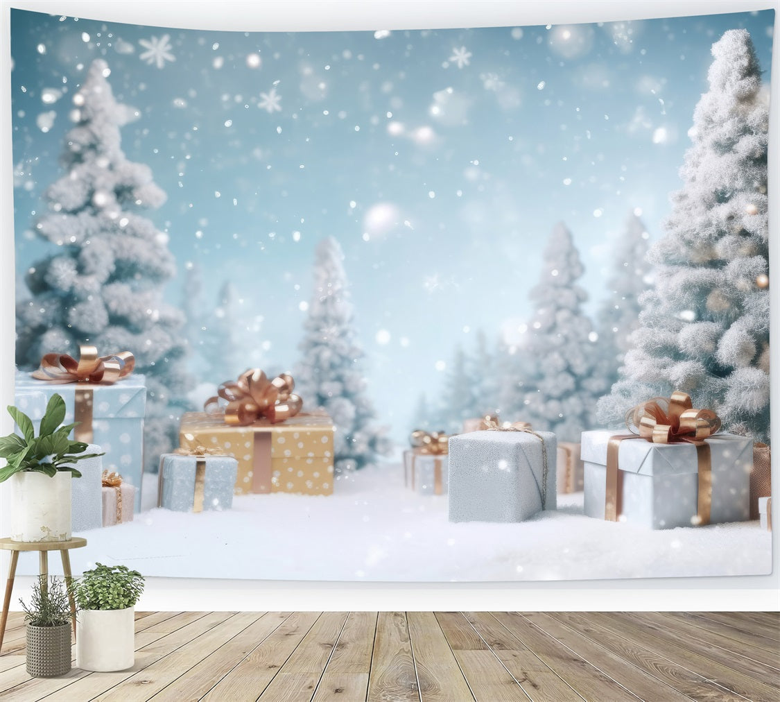 Winter Snowy Trees Holiday Gift Decorations Backdrop UK BRP9-269