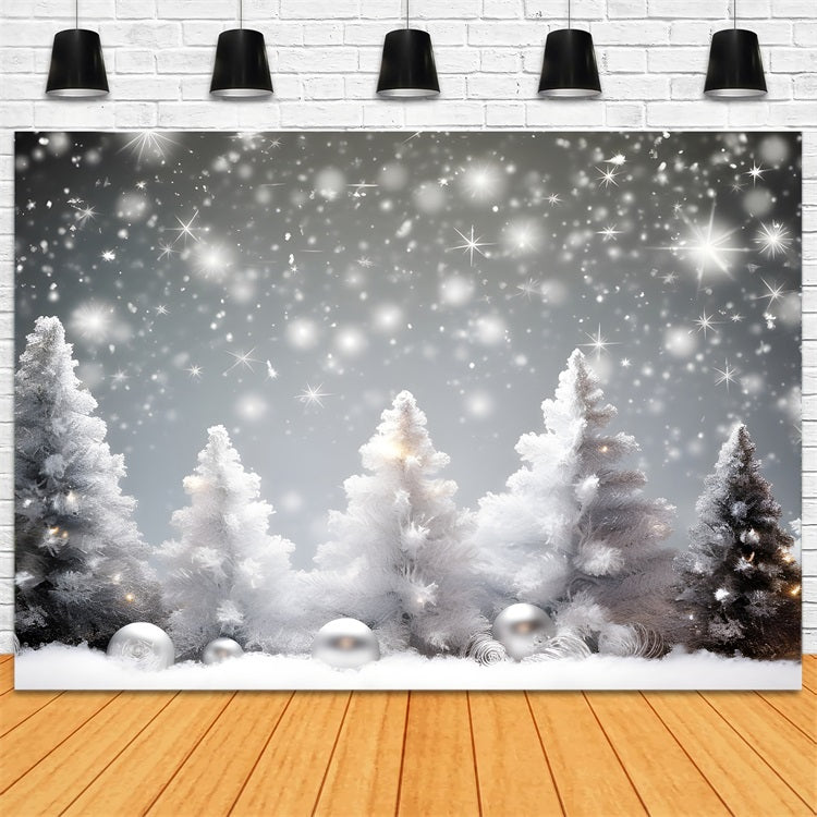 Winter Twilight Pine Trees Sparkling Snowfall Backdrop UK BRP9-273