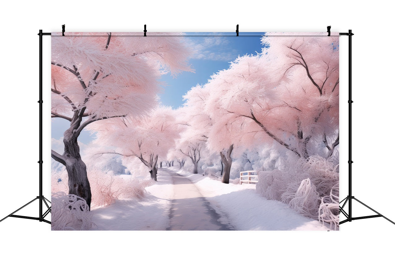 Enchanting Winter Pink Tree Wonderland Backdrop UK BRP9-276