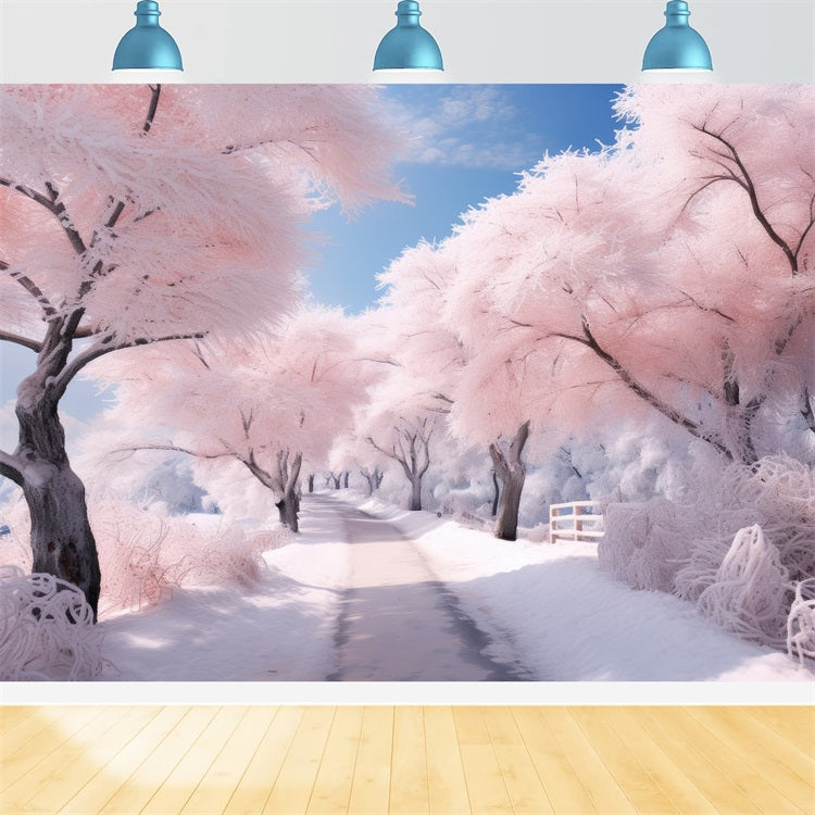 Enchanting Winter Pink Tree Wonderland Backdrop UK BRP9-276