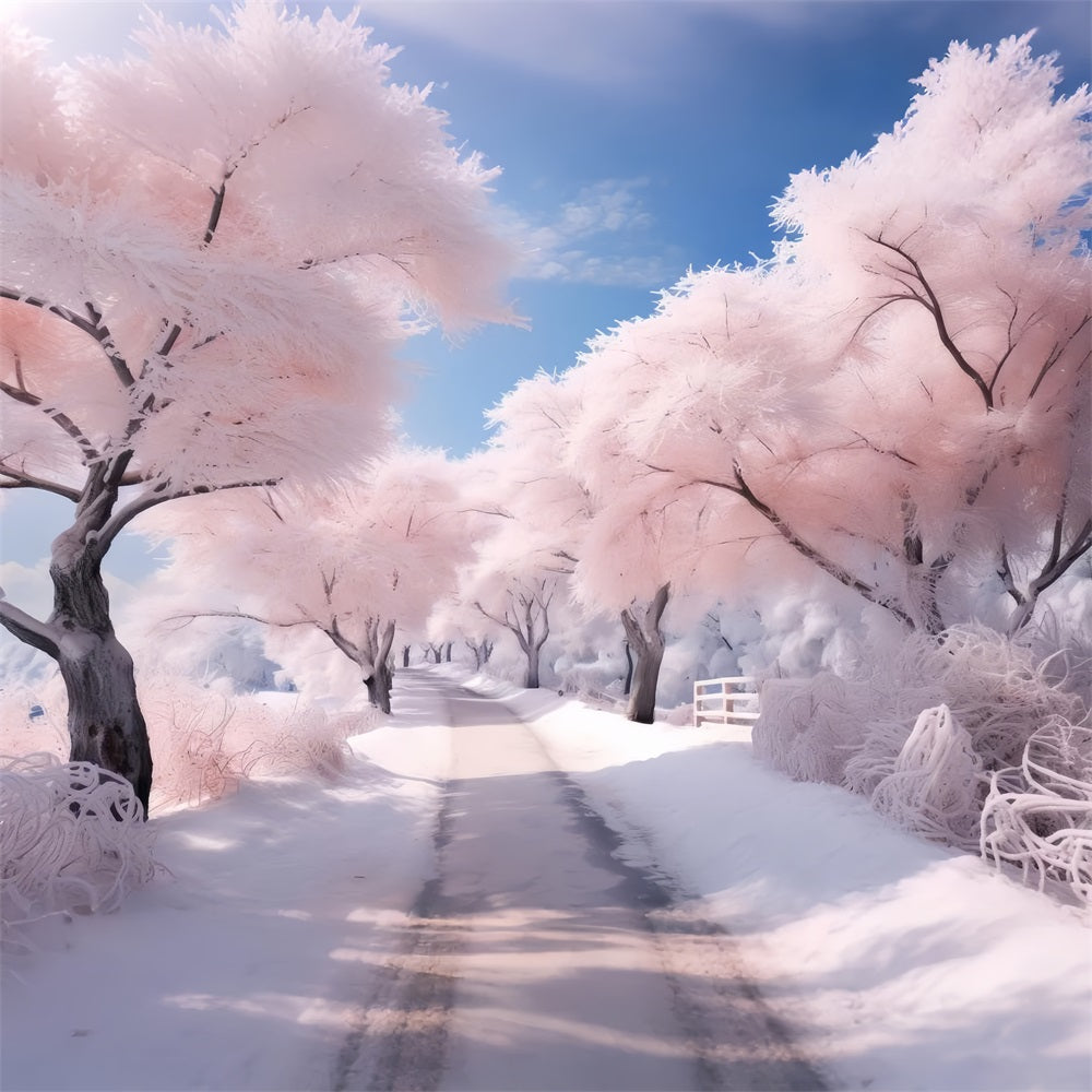 Enchanting Winter Pink Tree Wonderland Backdrop UK BRP9-276