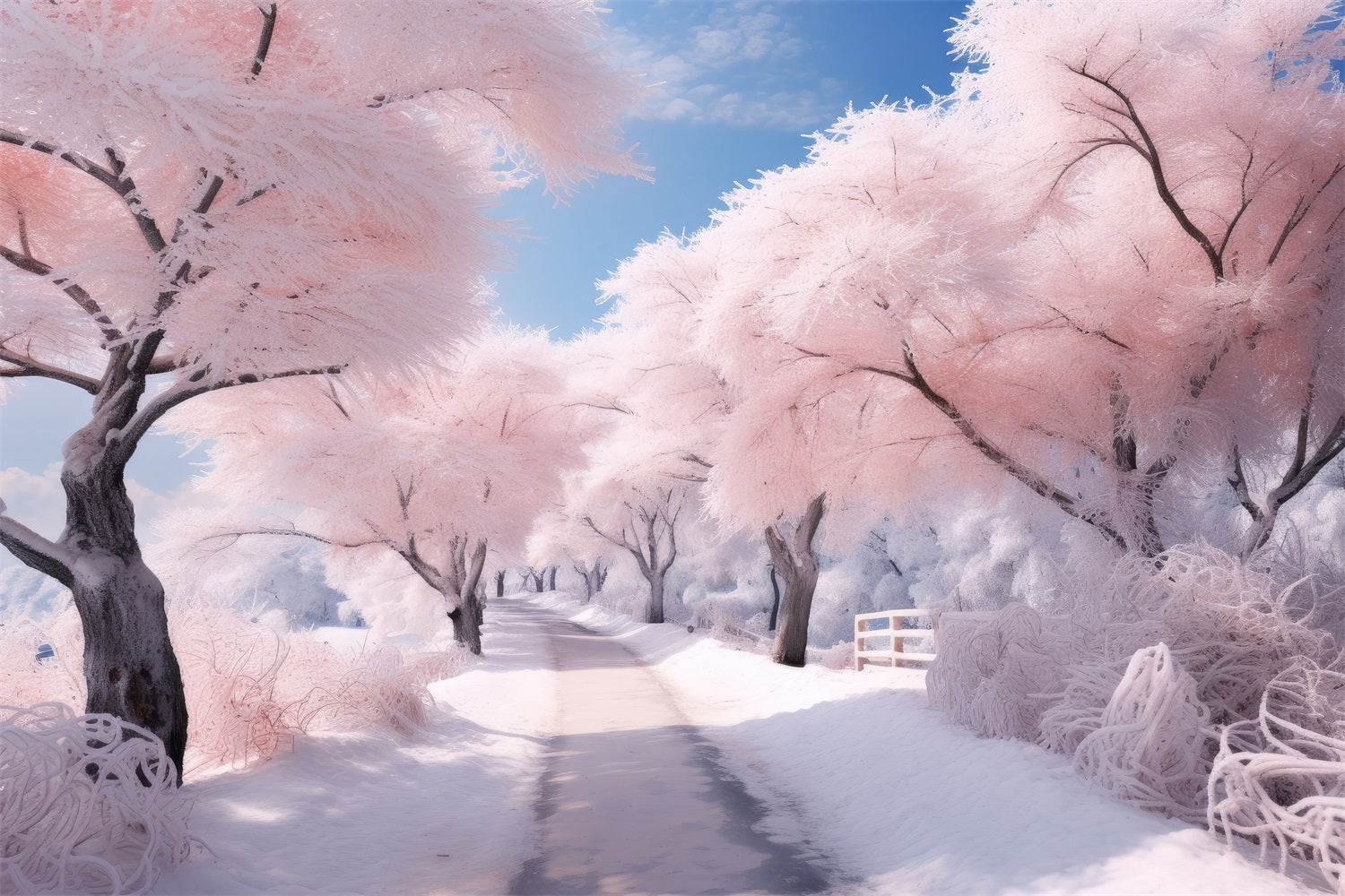 Enchanting Winter Pink Tree Wonderland Backdrop UK BRP9-276