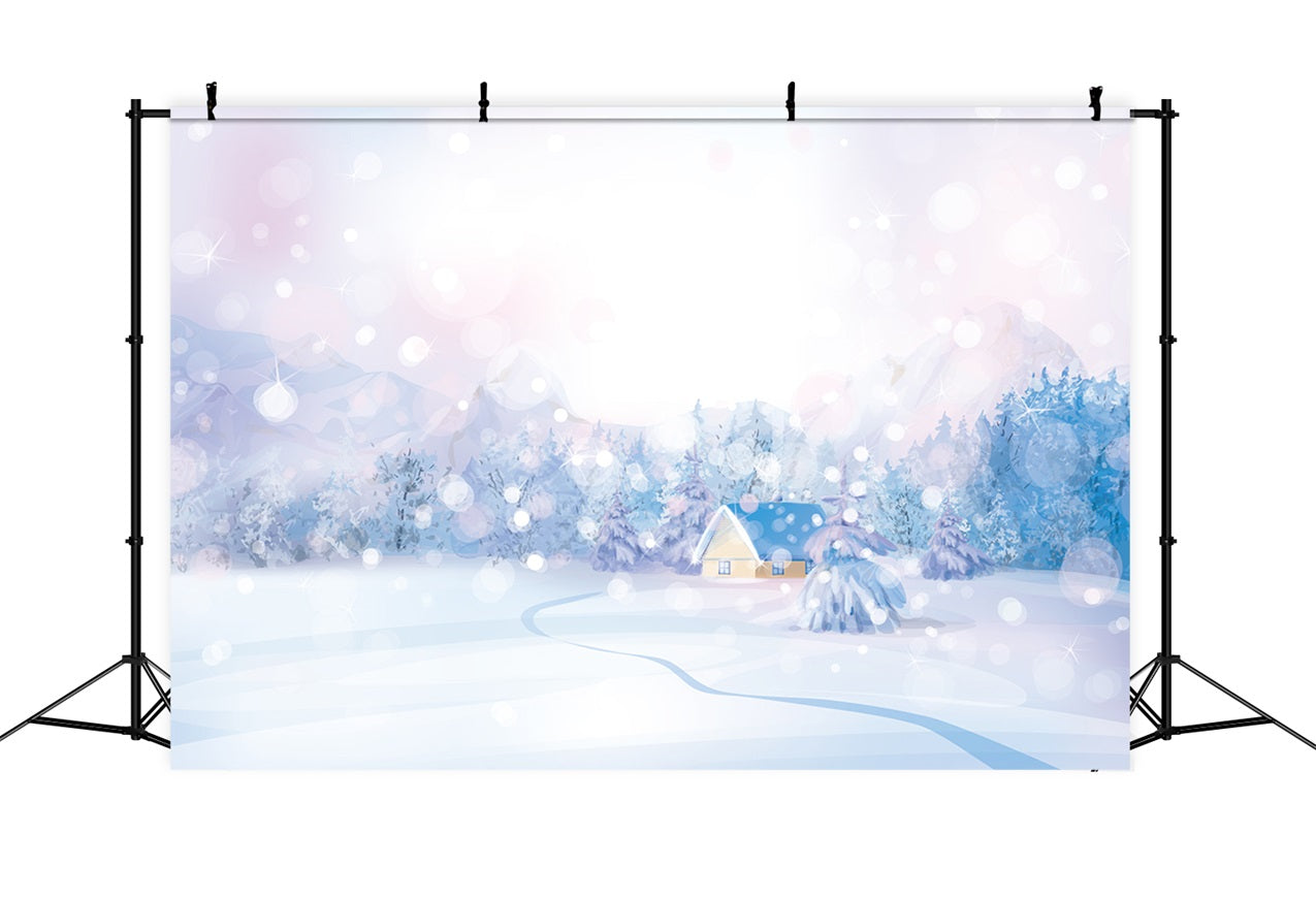 Winter Pastel Bokeh Snow Landscape Backdrop UK BRP9-279