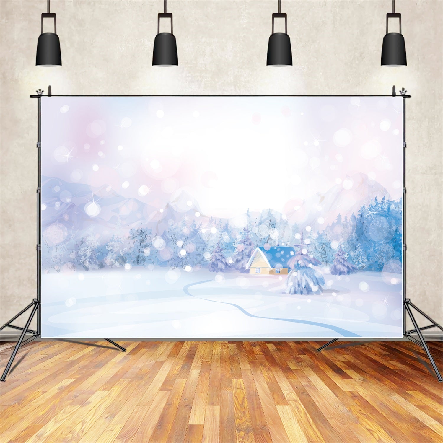 Winter Pastel Bokeh Snow Landscape Backdrop UK BRP9-279