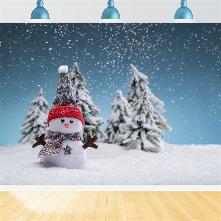 Snowman Winter Forest Photography Backdrop UK BRP9-280