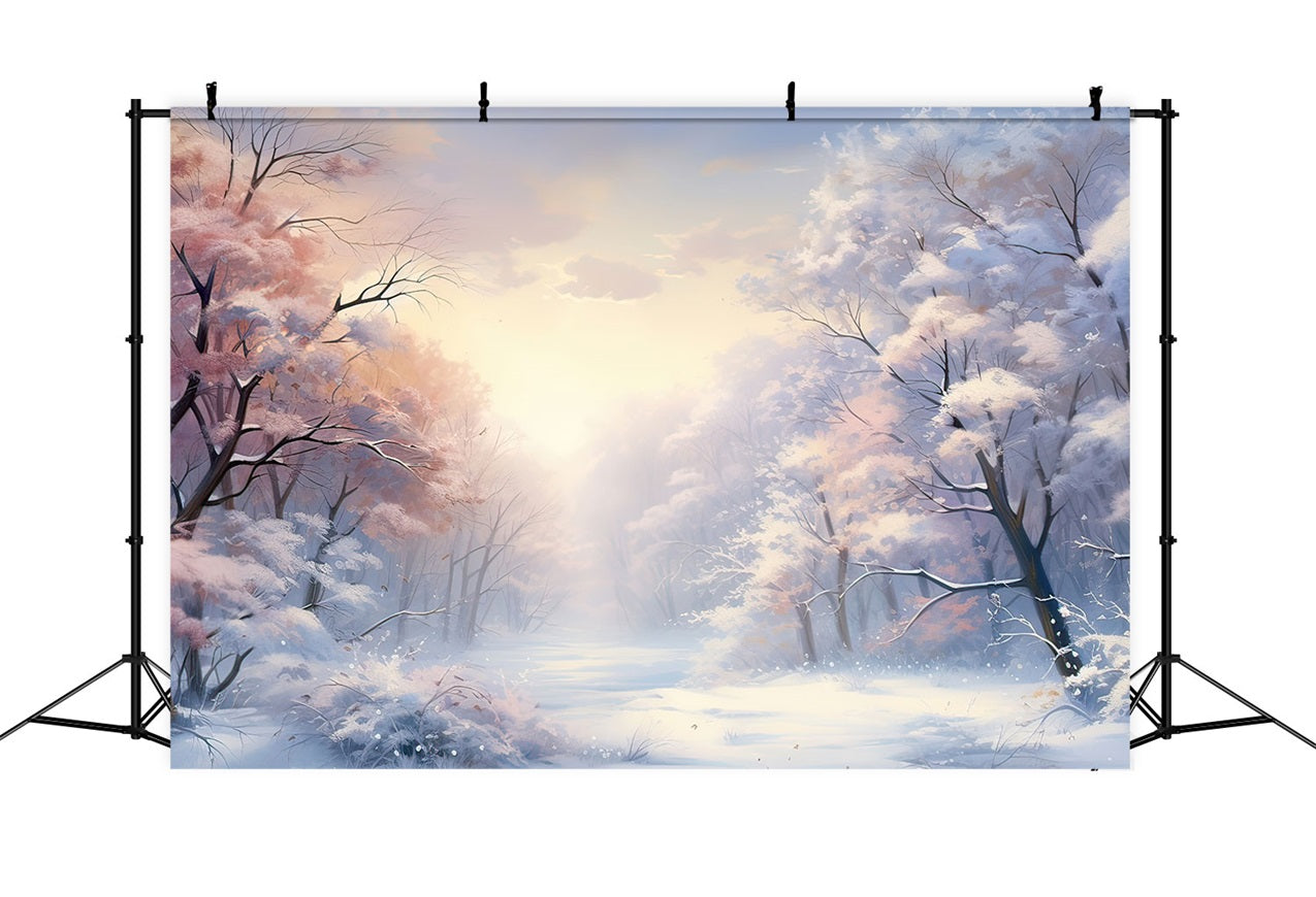 Soft Pastel Trees Winter Wonderland Backdrop UK BRP9-284