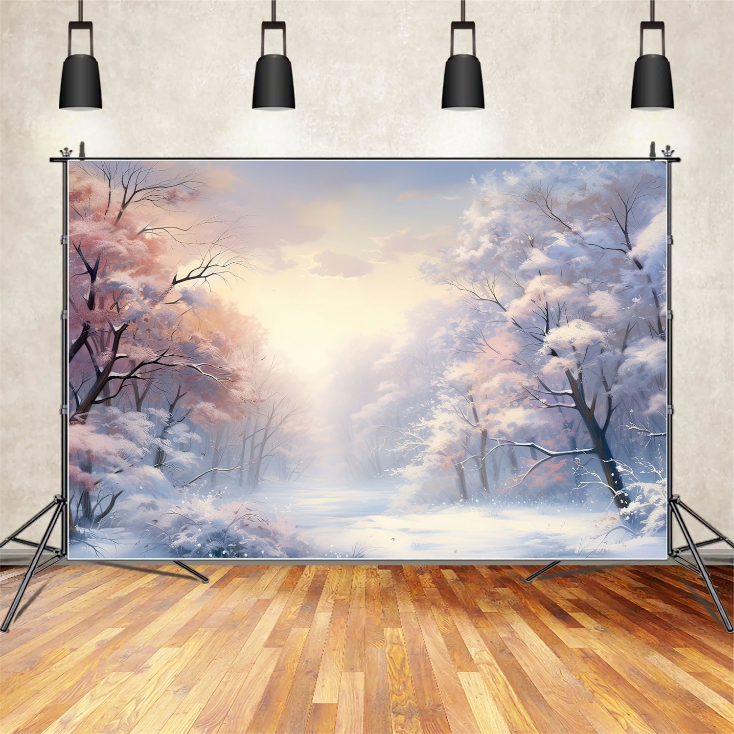 Soft Pastel Trees Winter Wonderland Backdrop UK BRP9-284