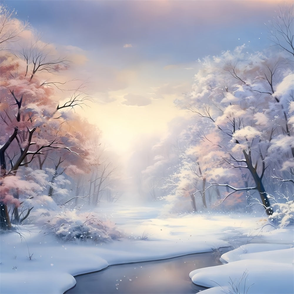 Soft Pastel Trees Winter Wonderland Backdrop UK BRP9-284