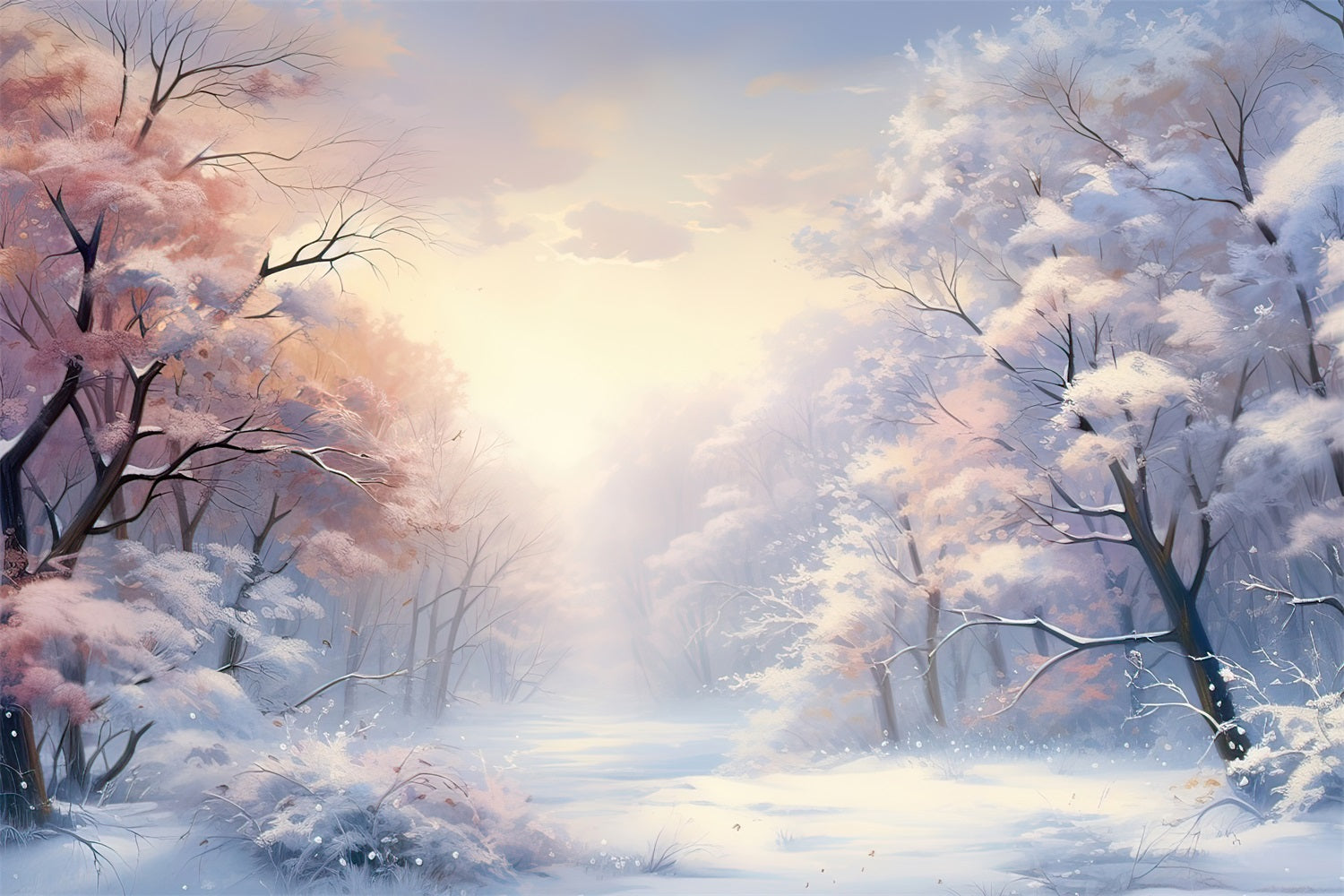 Soft Pastel Trees Winter Wonderland Backdrop UK BRP9-284