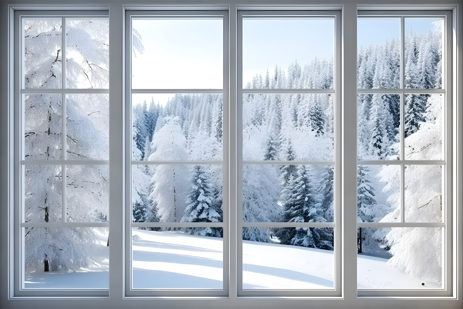 Winter Snowy Forest Scene Frosted Window Backdrop UK BRP9-294