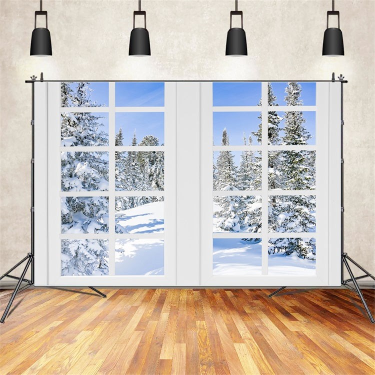 Winter Wonderland Snowy Pines Clear Sky Backdrop UK BRP9-296