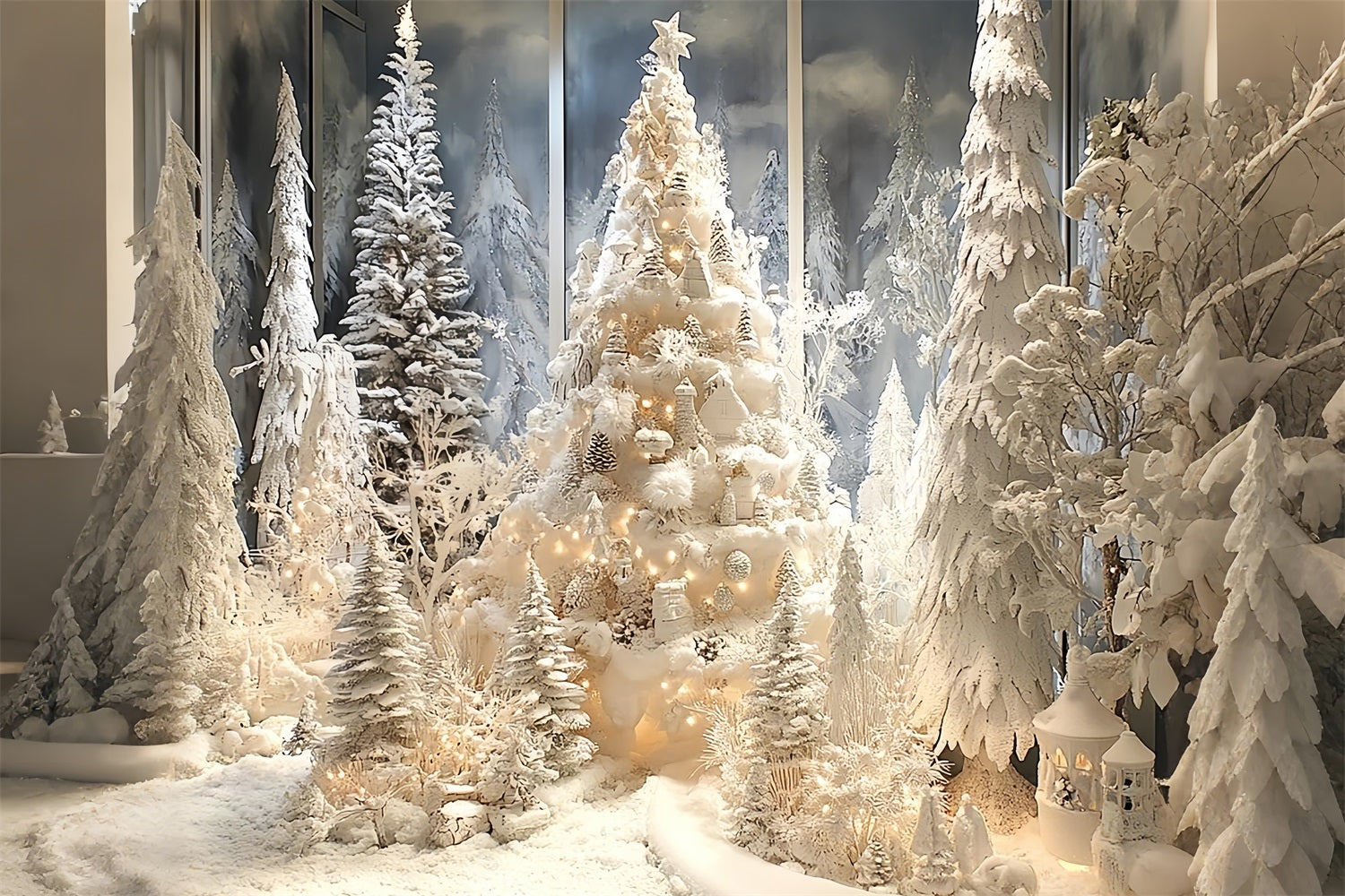 Winter Frosted Trees Snowy Enchanted Forest Backdrop UK BRP9-297