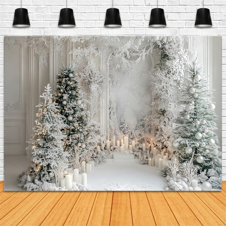 Magical Winter Christmas Forest Candlelight Backdrop UK BRP9-298