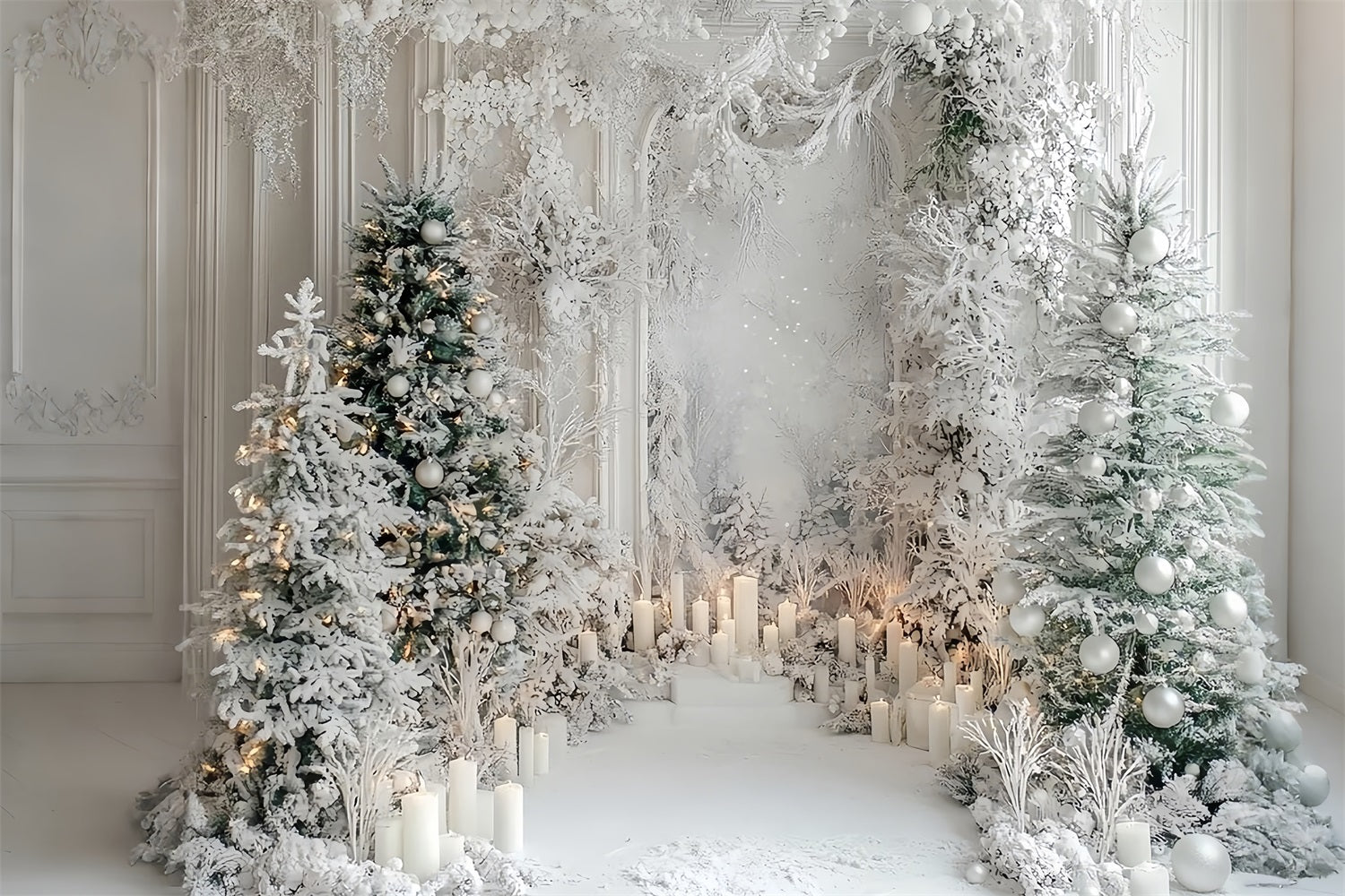 Magical Winter Christmas Forest Candlelight Backdrop UK BRP9-298