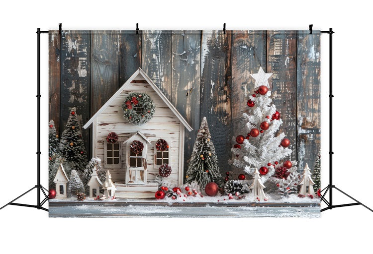 Cozy Cottage Winter Scene Holiday Decor Backdrop UK BRP9-300