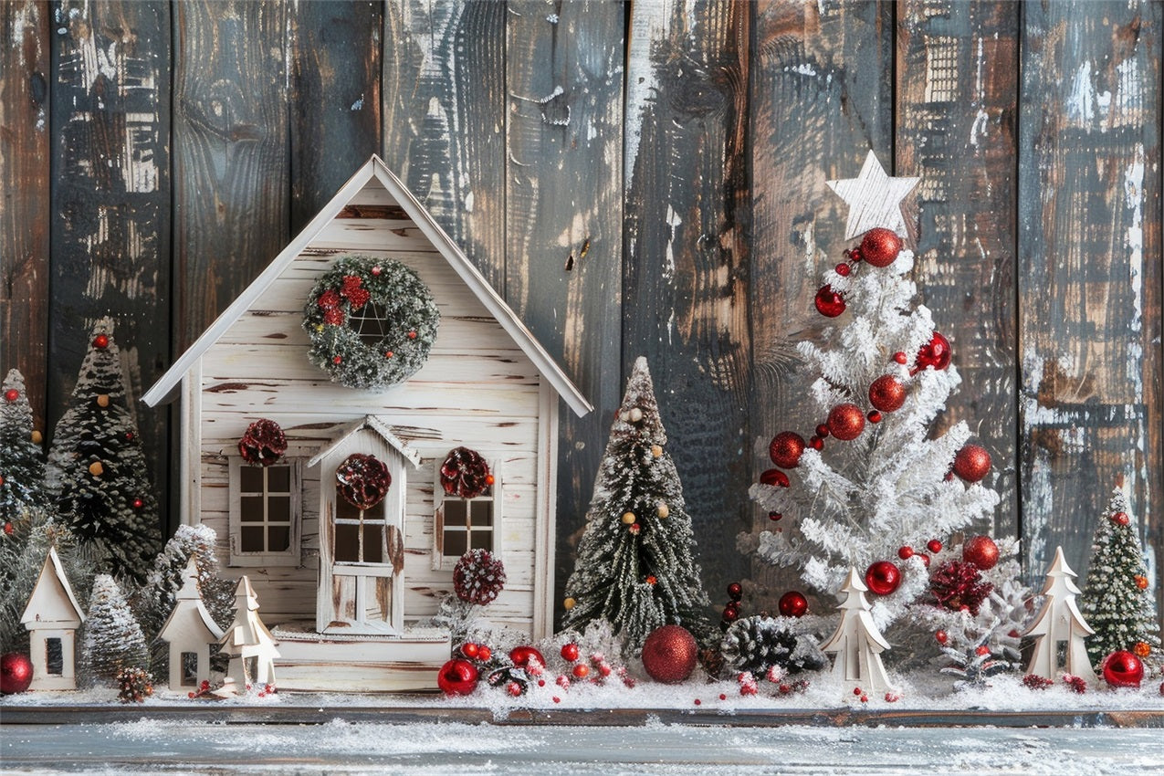 Cozy Cottage Winter Scene Holiday Decor Backdrop UK BRP9-300